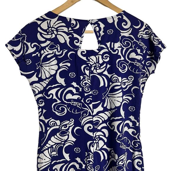 Lilly Pulitzer Daniela Seahorse Spectrum Navy Blue Tide Cap Sleeve Mini Dress XS - Picture 7 of 9